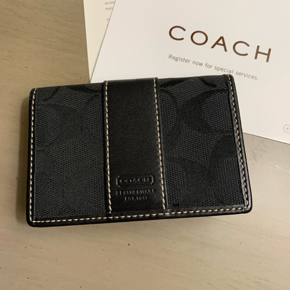 Coach Handbags - Coach black signature and leather card wallet